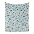 thumbnail image 1 of Dog Soft Flannel Fleece Throw Blanket, Checkered Square Pattern Background Playful Puppies Paw Print Golden Retriever Breed, Cozy Plush for Indoor and Outdoor Use, 50" x 70", Multicolor, by Ambesonne, 1 of 5