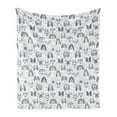thumbnail image 1 of Dog Soft Flannel Fleece Throw Blanket, Childish Sketch Style Various Domestic Puppy and Dog Breeds Pattern, Cozy Plush for Indoor and Outdoor Use, 70" x 90", Blue Grey Pale Grey, by Ambesonne, 1 of 5