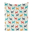 thumbnail image 1 of Dog Soft Flannel Fleece Throw Blanket, Contemporary Colorful Illustration of Pet Contours in Retro Style Print, Cozy Plush for Indoor and Outdoor Use, 70" x 90", Grey Red Teal, by Ambesonne, 1 of 5