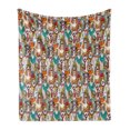 thumbnail image 1 of Dog Soft Flannel Fleece Throw Blanket, Hipster Bulldog Schnauzer Pug Breeds Glasses Hats Scarf Pattern Colorful Cartoon, Cozy Plush for Indoor and Outdoor Use, 70" x 90", Multicolor, by Ambesonne, 1 of 5