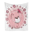 thumbnail image 1 of Dog Soft Flannel Fleece Throw Blanket, Little Puppy Daisy Flowers Cheerful Domestic Pet Girls, Cozy Plush for Indoor and Outdoor Use, 50" x 70", Pale Pink Coral White, by Ambesonne, 1 of 5