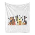 thumbnail image 1 of Dog Soft Flannel Fleece Throw Blanket, Nursery Cartoon Style Clutter of Dogs Husky Jack Russel Terrier Bulldog Illustration, Cozy Plush for Indoor and Outdoor Use, 70" x 90", Multicolor, by Ambesonne, 1 of 5