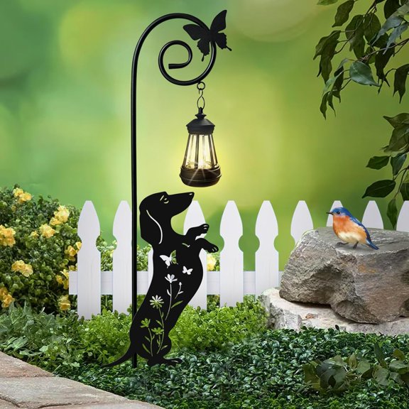 Dog Solar Lights Outdoor Decoration Garden Stakes,Dachshund Gifts for Women | Dachshund Yard Decor Solar Lantern Silhouette Animal for Pathway,Lawn Ornament