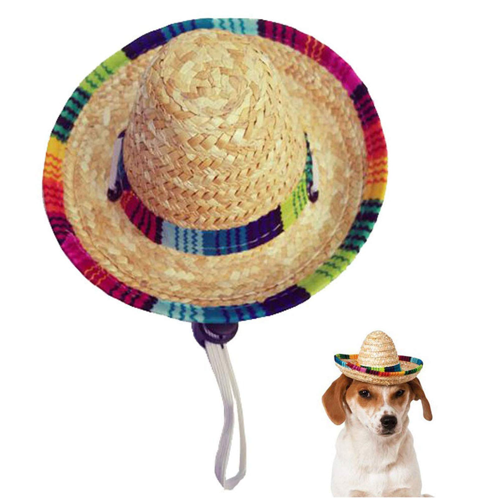 Dog Sombrero Hat, Mini Straw Sombrero Hats Mexican Hats Sombrero Party Hats For Small Pets Puppy Cat Wbb12527