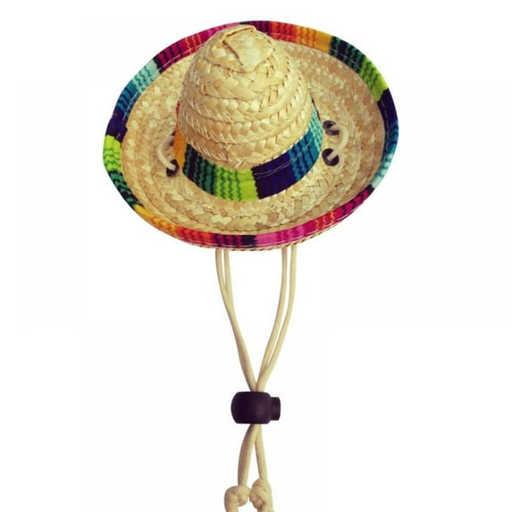 Dog Sombrero Hat Pet Adjustable Sun Hat Cute Woven Straw Hat Costume for Puppy and Cats