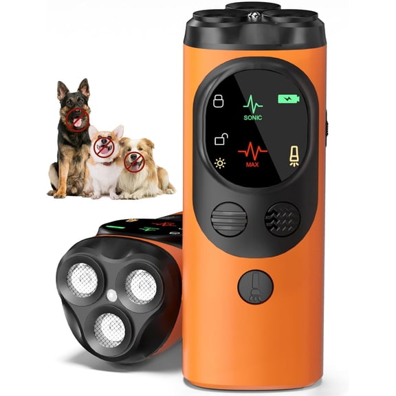 Dog Sonic Bark Deterrent Device, 3X Ultrasonic Anti-Barking, Safe & Effective Bark Stopper with LED Flashlight, Dog Training Tool for Own & Neighbor's Dogs