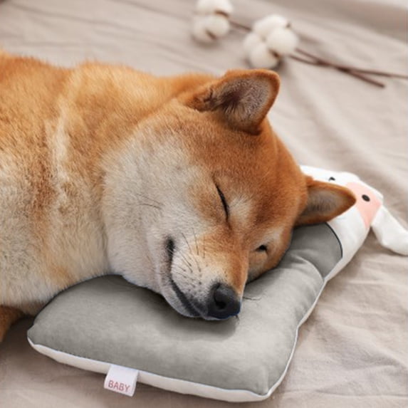 Dog Soothing Pillow Pet Bed Pillow for Cats and Dogs, Soft Comfortable Sleeping Pillow, Machine Washable Pet Cushion, Cervical Support Pillow for Small Medium Pets, All Seasons Pet Pillow (Gray)