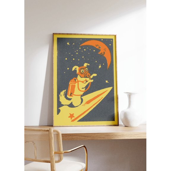 Dog Space Travel Vintage Poster Russian Matchbox