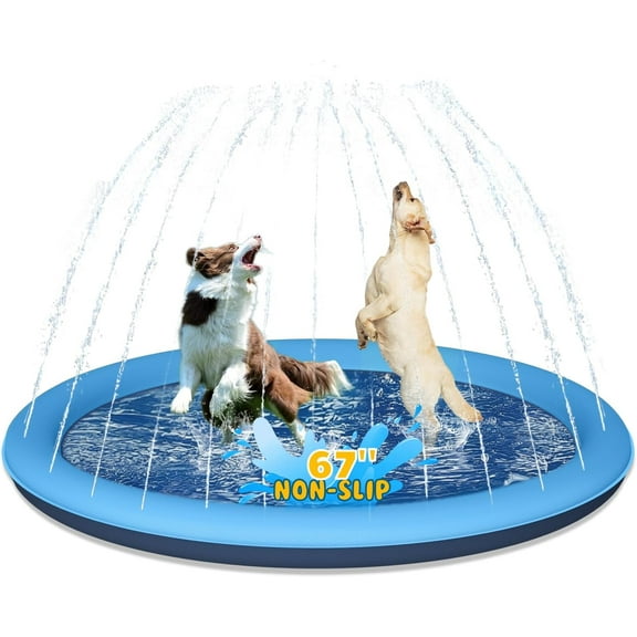 Dog Splash Pad, 67" Non-Slip Thickened Sprinkler Pool, Summer Outdoor Pet Water Play Mat, Splash Pad for Dogs & Kids