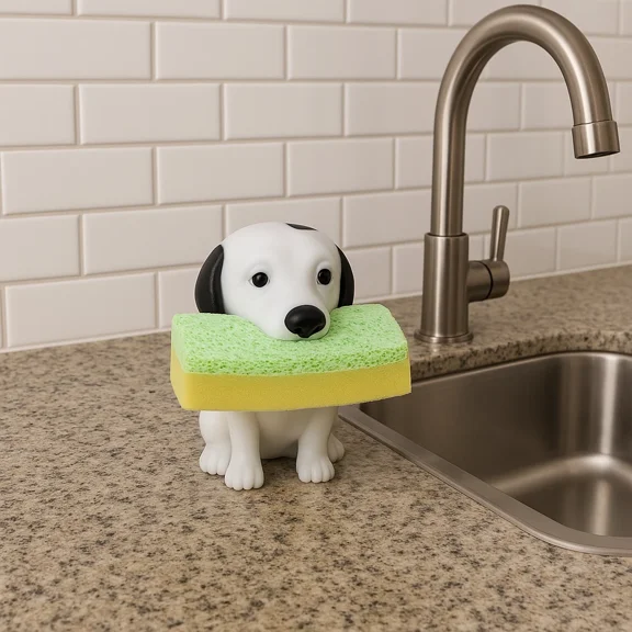 Dog Sponge Holder With Sponge Fun Kitchen Counter Organizer, Novelty Gift Idea
