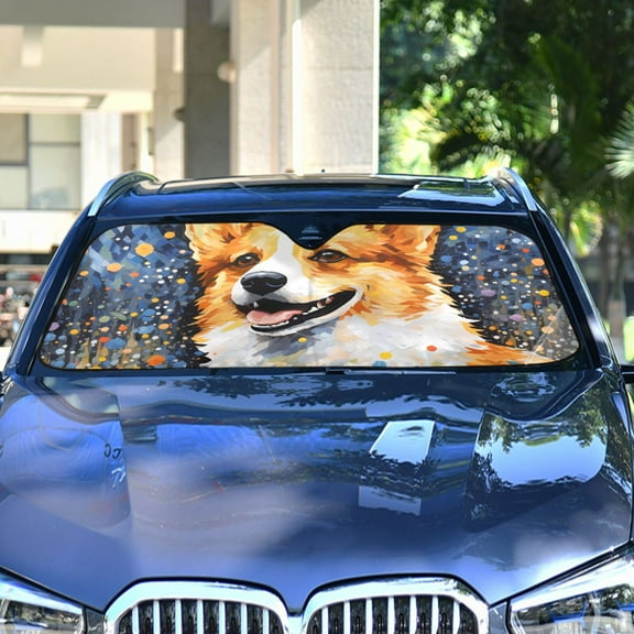 Dog Spots Painting Automotive Front Car Windshield Sun Shade Reflector Foldable for Front Fit for Cars Truck SUVs