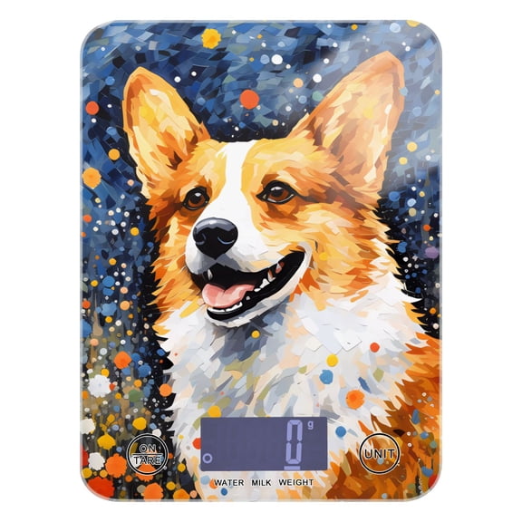 Dog Spots Painting Food Scale Digital Kitchen Scale Waterproof Tempered Glass Tare Function 11 lb for Baking Cooking Meal Prep
