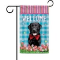 thumbnail image 1 of Dog Spring Summer Welcome Garden Flag Labrador Tulip Flowers Blue Buffalo Plaid Outside Yard Decor Flag Banner 12.5X18 Inch Double Side Style 2, 1 of 6