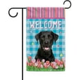 thumbnail image 1 of Dog Spring Summer Welcome Garden Flag Labrador Tulip Flowers Blue Buffalo Plaid Outside Yard Decor Flag Banner 12.5X18 Inch Double Side Style 4, 1 of 6