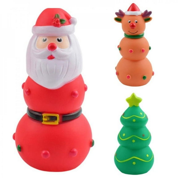 Dog Squeaky Chew Toy Christmas Tree Santa Claus Elk For Small Medium Dogs Interactive Play Training Christmas Gift