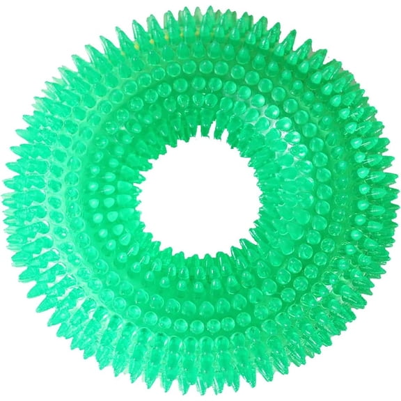 Dog Squeaky Chew Toys for Aggressive Chewers Dental Teething Cleaning (Non-Toxic Soft Natural Rubber), Cute Crystal Ring Design - 5 inches