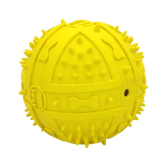 Dog Squeaky Toy 3.54 Inch Non Toxic Rubber Play Ball, Durable Natural Rubber Squeaker Ball for Interactive Training and Chewing, Teeth Cleaning Toy for Small Medium Large Pets, Dog Toys, Yellow