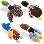 Calibonbon Stuffing-Free Squeaky Duck Toys for Dogs 4-Pack   Plush Chew Toys with Multiple Squeakers & Crinkle   No Mess Toy for Small & Medium Dogs