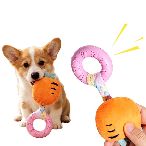 Dog Squeaky Toys - Cheese-Shaped Plush Calming Sound Pet Toy, Stress Relief Chew Toys for Puppies Small Medium Large Dogs Play Training Exercise