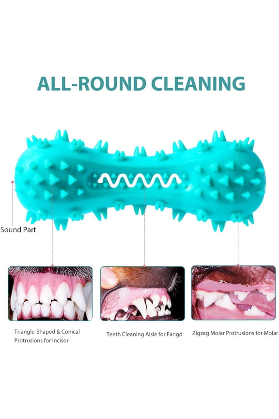 Dog Squeaky Toys Dog Chew Toys for Aggressive Chewers Dog Toothbrush Almost Indestructible and Durable Toys for Small Middle Large Dogs Natural Rubber Bone for Teeth Cleaning