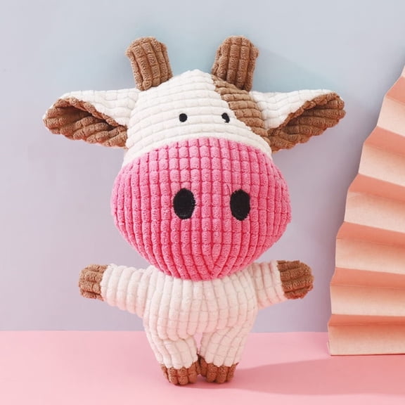 Dog Squeaky Toys,Durable Dog Chew Toys,Cow/Lion/Elephant Stuffed Animals Pet Plush Toy for Small Medium Large Puppy Dogs Rabbit