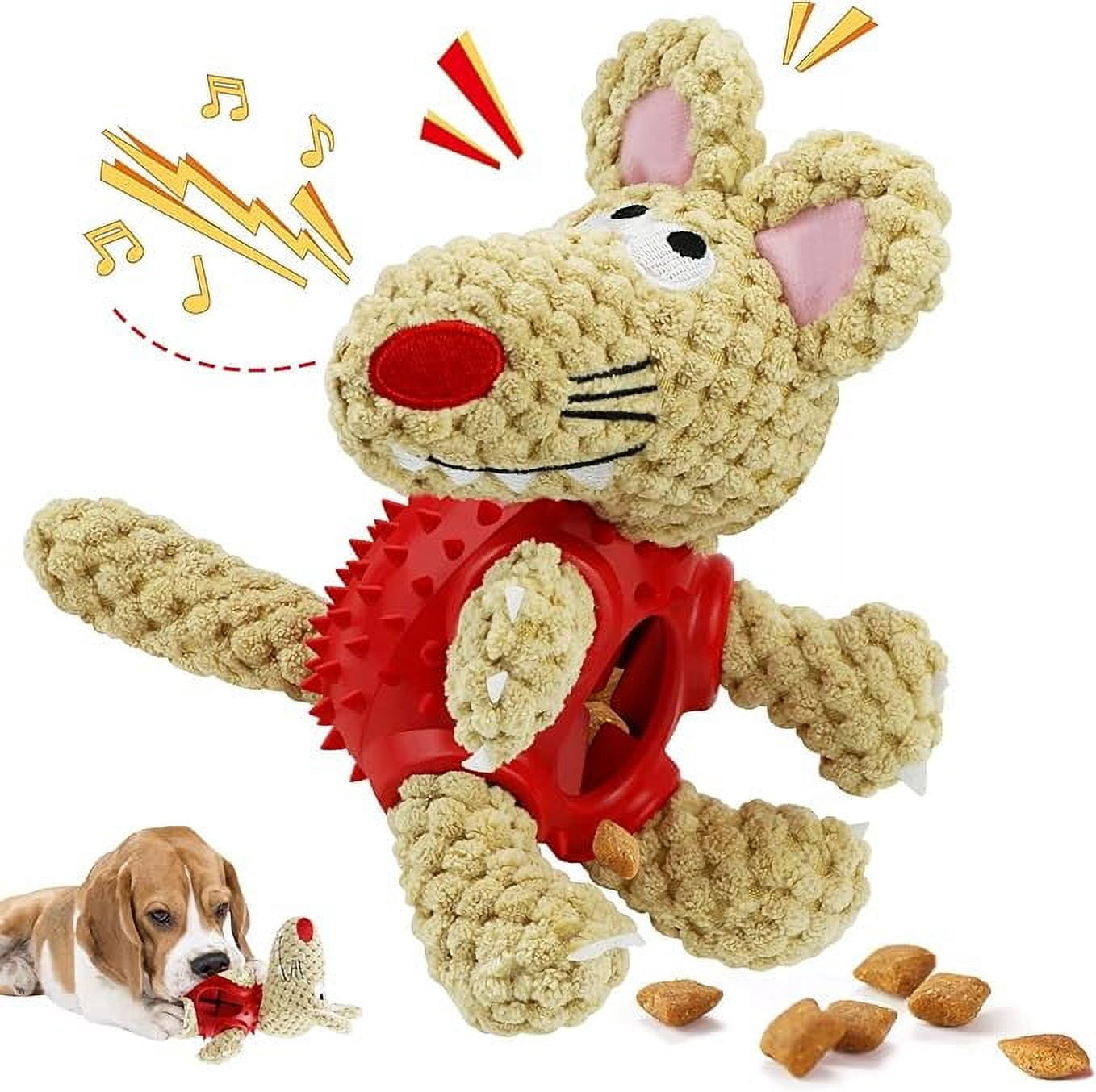 Dog Squeaky Toys, Interactive Durable Plush Dog Toy with Squeaker and Crinkle Paper, Natural Rubber Chew Puzzle Dog Toys  for Puppy Small Middle Large Dogs, Soft Pet Toys