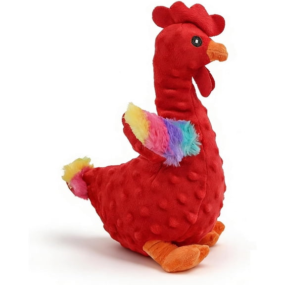 Dog Teeth Cleaning Toy, Knotted Tri Color Rooster with Squeaky Sound, Interactive Pet Toy for Large Dogs Puppies Cats(red)Q