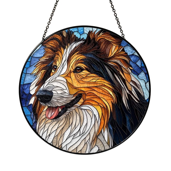 Dog Stained Glass Style Window Suncatcher, Fantasy Canine Decorative Window Hanging Art, Elegant Dog Inspired Home Decor, Glass Style Window Accent for Cozy Living Space, Creative Gift for Dog Lovers