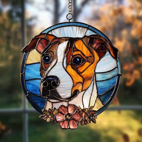 Dog Stained Glass Suncatcher, Jack Russell Terrier Window Hanging