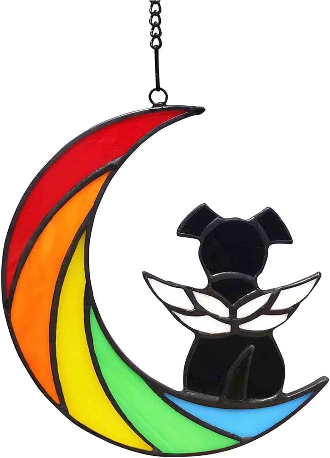 Dog Stained Glass Window Hanging, 1 Pack Dog Memorial Gifts Stained Glass Window Hanging Rainbow