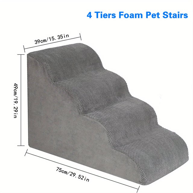 Dog Stairs 3/4 Steps High Density Foam Dog Stairs Ramps, NonSlip Pet