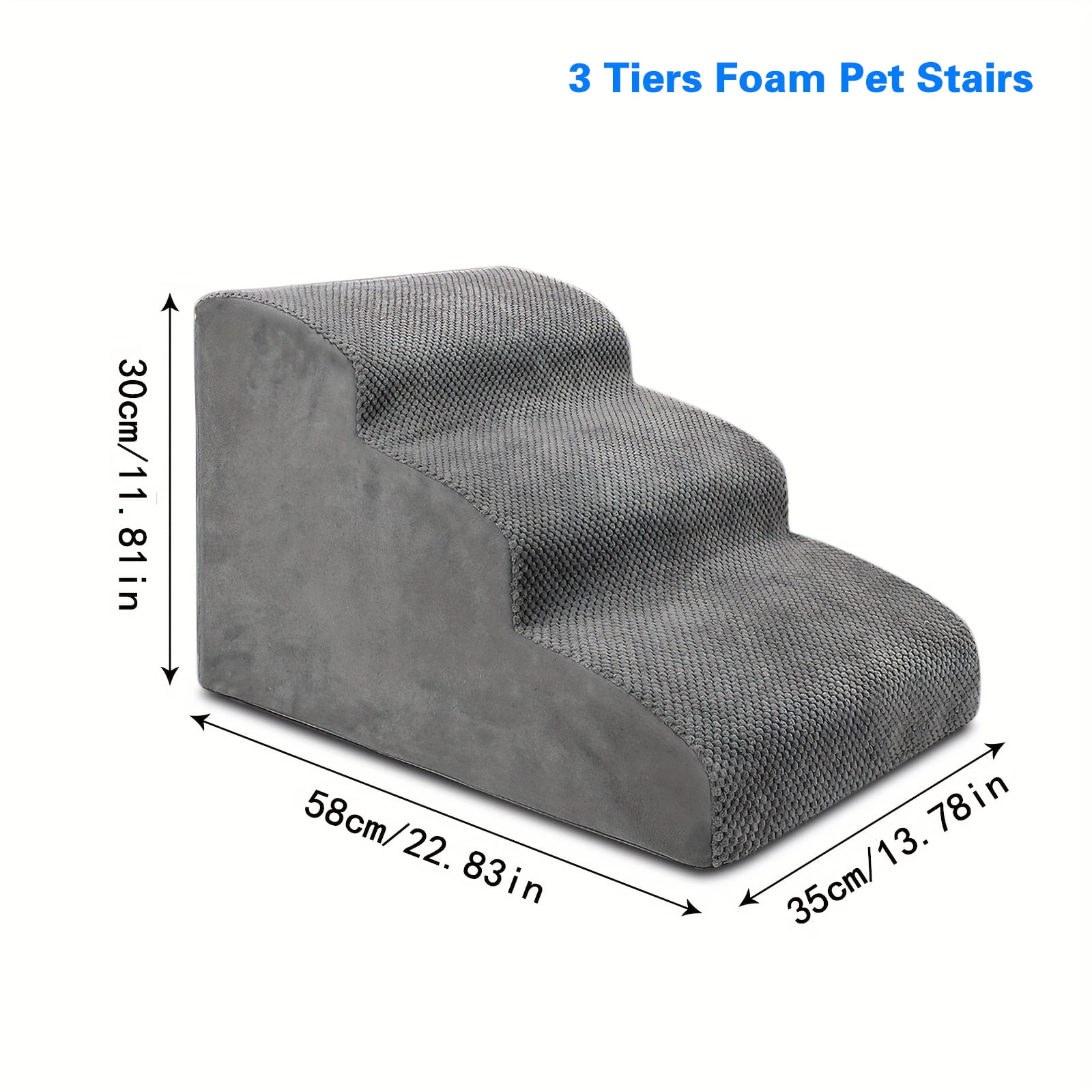 Dog Stairs 3/4 Steps High Density Foam Dog Stairs Ramps, NonSlip Pet