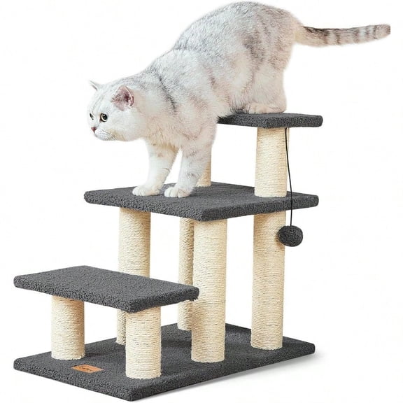 Dog Stairs Cat Scratching Post Pet Steps For High Beds Couch HighStrength Boards Holds Up To 150 Lbs For Indoor Small Cats Kittens Dogs Climbing Playing 3 Combination Options 3 StepsGrey