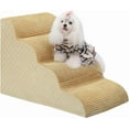 thumbnail image 1 of Dog Stairs Curved Ramp for Small Dogs 19.5" H, 4-Step Pet Stairs for Couch Bed with High Density Foam, Dog Slope Stairs with Durable Non-Slip Bottom Khaki, 1 of 12