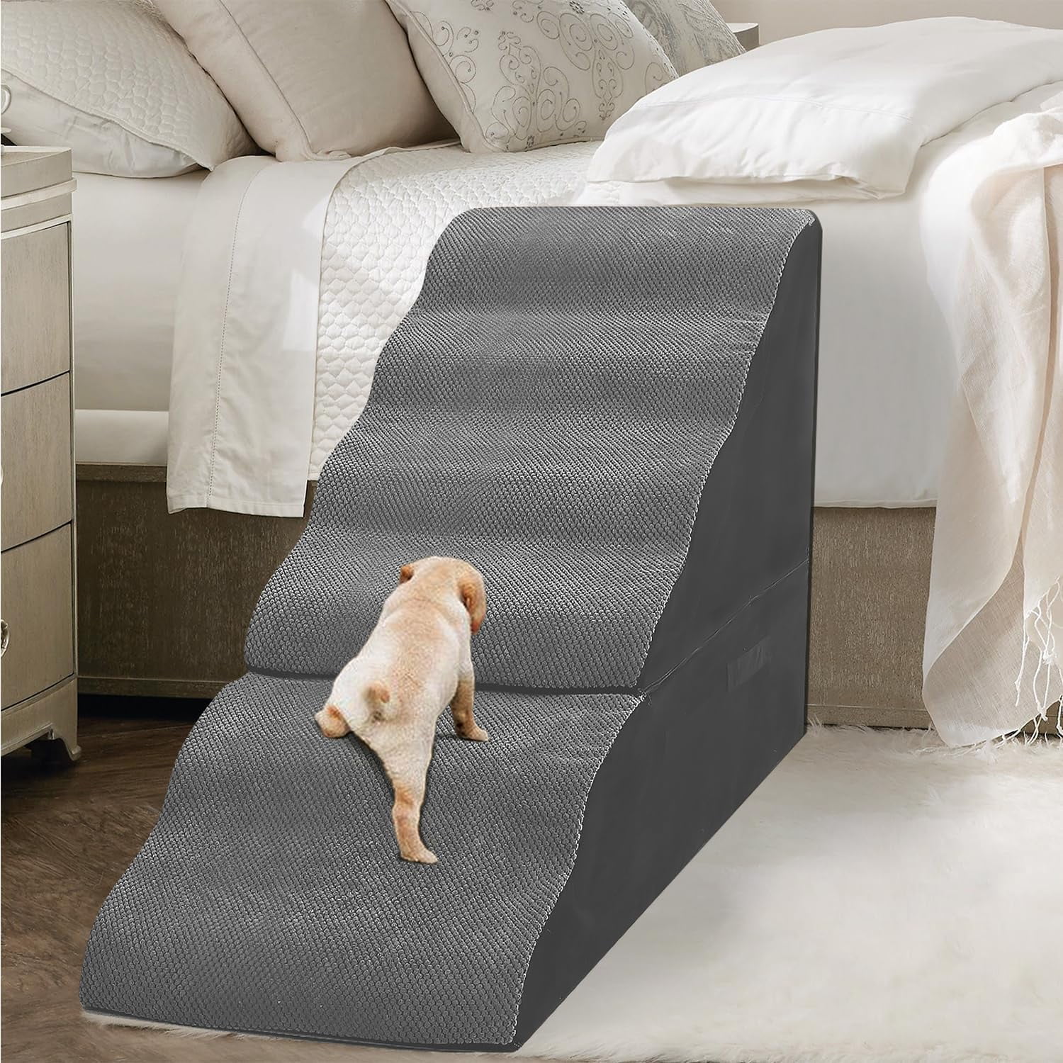 Dog Stairs for High Beds 30-36 inches Tall, 6-Step Dog Steps for Bed 32 ...