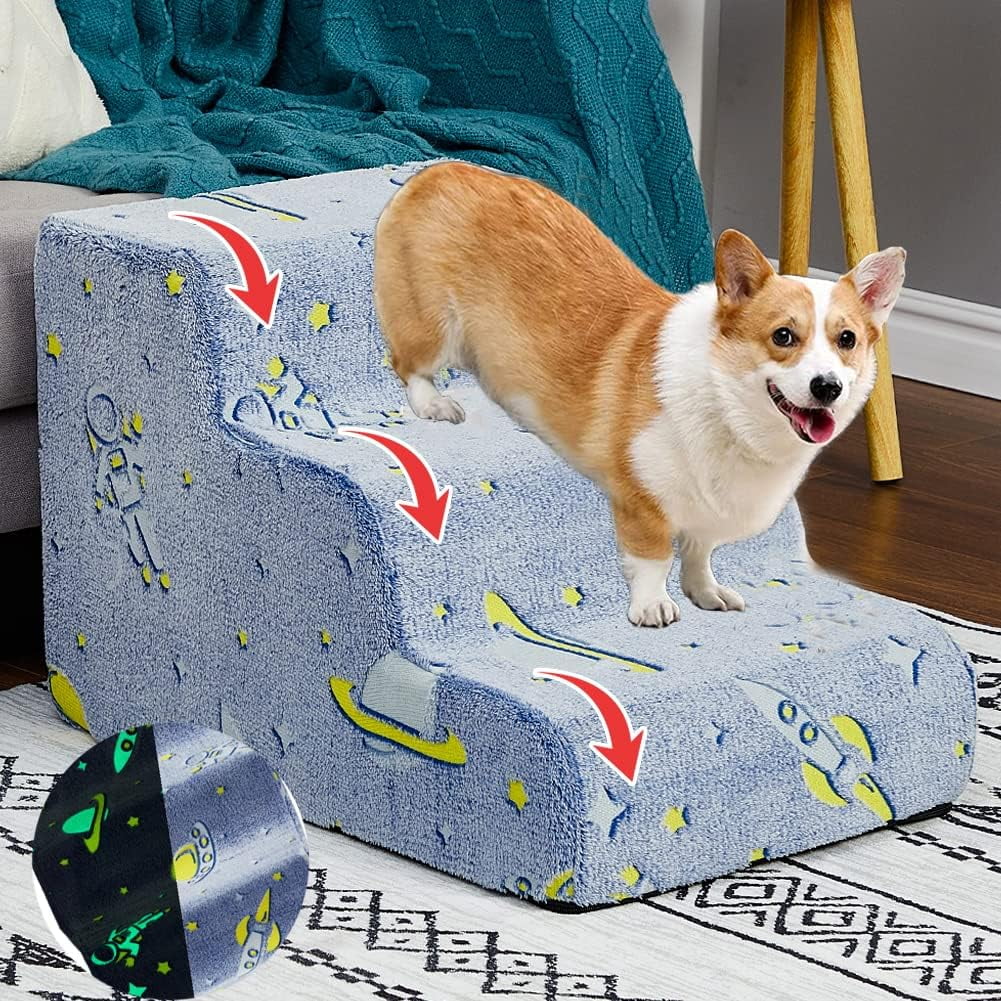 Dog Stairs for High Beds Couch, 3 Steps Pet Stairs for Small Dog Cat