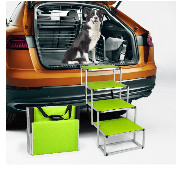 Foldable Green Aluminum Dog Stairs with Non-Slip Surface