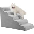 thumbnail image 1 of Dog Stairs Ramp, Curved 5-Step Dog Steps for Small Dogs and Cats, Pet Stairs for High Beds and Couch with Anti-Slip Washable Cover and Durable High Density Foam, Grey, 1 of 7