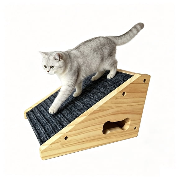 Dog Stairs Ramp for Small & Aged Dogs - Wooden Anti-Slip Pet Steps,Dog Assist Ramp for Indoor & Outdoor, 11.81in, Slant Board Calf Stretcher & Footrest, Patio/Home/Office 3-in-1 Use,Wood 1PCS
