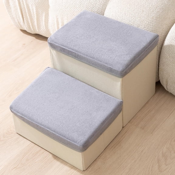 Dog Stairs Removable Cover Storage Box Indoor Ramp for Cats Dogs Climbing up 2 Ladder 40x35x20cm