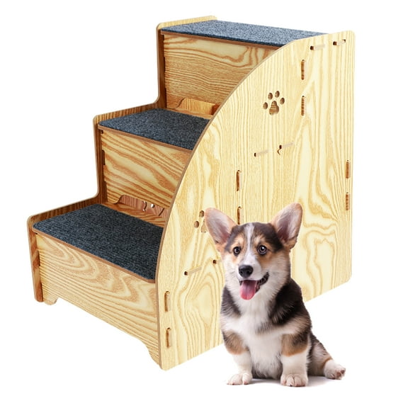 Dog Stairs for Small Dogs 13.78x10.24x13.78 Inches 3 Tiers Pet Steps Non Slip Puppy Stairs Covered with Carpeted Fabric Sleek Pet Stairs for Sofa Low Bed Couch Small to Large Pets
