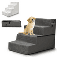 thumbnail image 1 of Dog Stairs for Small Dogs 17" H, Convertible 4 to 3 Steps Dog Steps for Bed and Couch, Small Dogs and Cats Bed, Pet Ramp for Bed, Washable Cover, Non-Slip, Grey, 1 of 6