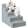 thumbnail image 1 of Dog Stairs for Small Dogs,22" H,5-Step Dog Steps for Bed and Couch with High Density Foam,Non-Slip Pet Steps for Doggy and Cat,Pet Stairs with a Washable Cover,Grey, 1 of 12