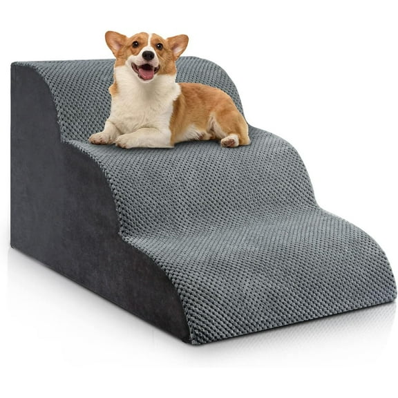 Dog Stairs for Small Dogs, 3-4-Step Dog Ramp for Bed , Dogs Steps for Bed, Couch, Pet Stairs with Non-Slip Bottom Design, Cat Scratching, High Density Foam Portable Pet Steps