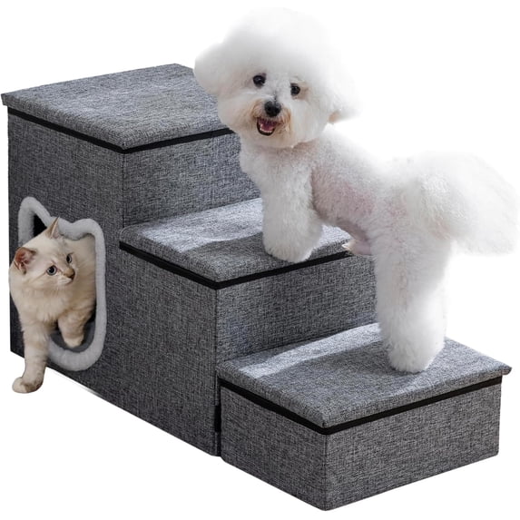 Dog Stairs for Small Dogs, 3-Step Non-Slip Pet Stairs for Cats, Small ...