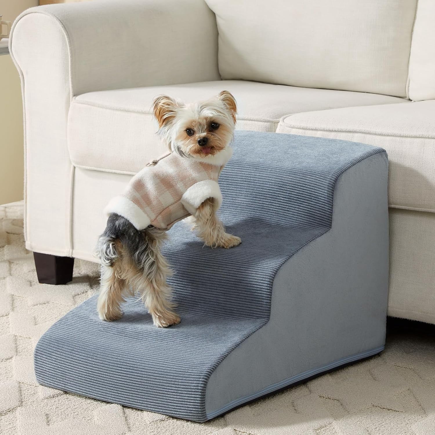 Dog Stairs for Small Dogs, 3-Steps Dog Ramp for Bed and Couch, Pet ...