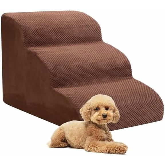 Dog Stairs for Small Dogs, 3 Tiers High Density Foam Dog Ramp, Extra Wide Non-Slip Pet Steps for High Beds Or Couch, Soft Foam Doggie Ladder for Dogs Injured, Older Pets, Small Cats