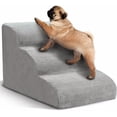 thumbnail image 1 of Dog Stairs for Small Dogs, 3 Tiers High Density Foam Dog Ramp, Extra Wide Non-Slip Pet Steps for High Beds Or Couch, Soft Foam Doggie Ladder for Dogs Injured, Older Pets, Small Cats, 1 of 8