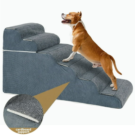 Dog Stairs for Small Dogs, 6-Layer 26"H Pet Stairs for High Beds, Couch, High-Density Foam Dog Steps Stairs with Stable Non-Slip Fabric Cover, Pet Stairs for Small Dogs and Cats or Older Pets