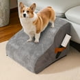 thumbnail image 1 of Dog Stairs for Small Dogs Cats High Density Pet Steps with Non- Bottom Portable Dog Ramp for Couch, Bed Sofa Washable Cover Extra Wide Steps for Older Pets Injured Dogs(15.75*15.75*12.2Inch), 1 of 7